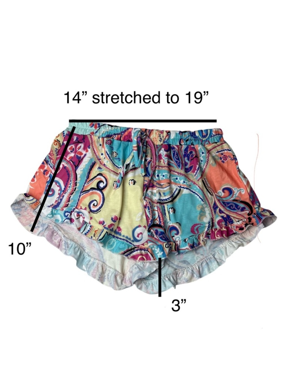Women's Multicolor Paisley Ruffle Shorts - Picture 3 of 5